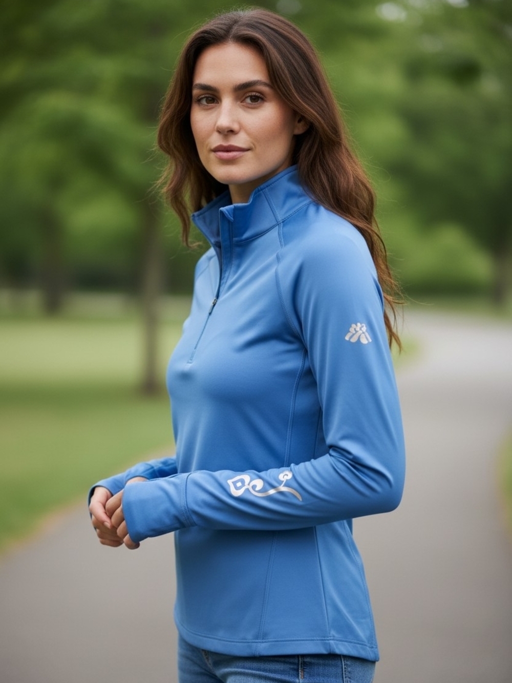 Athleta Sky Blue Quarter-Zip Performance Top - Picture 2 of 5